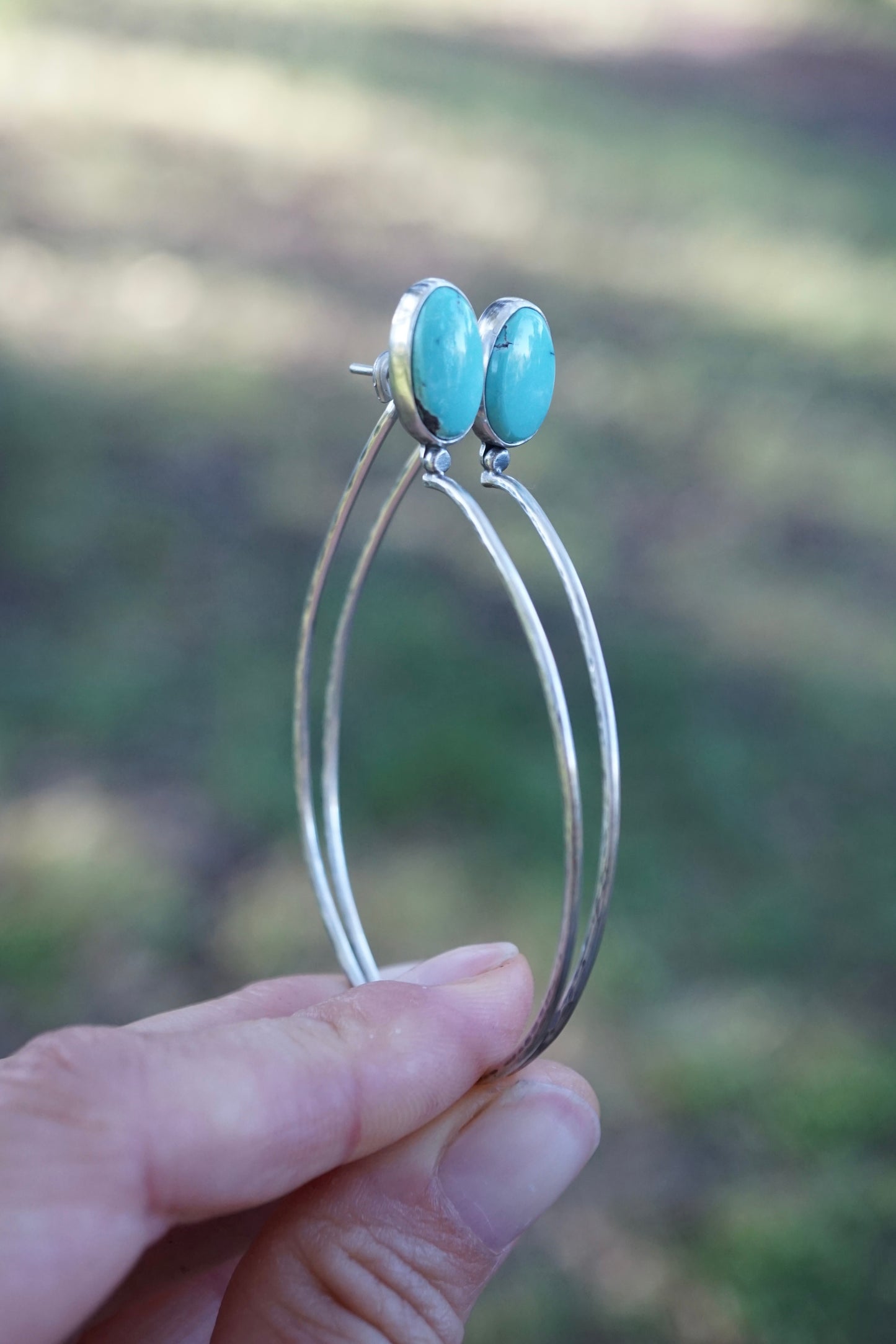 lumenrose hoops with cloud mountain in sterling silver