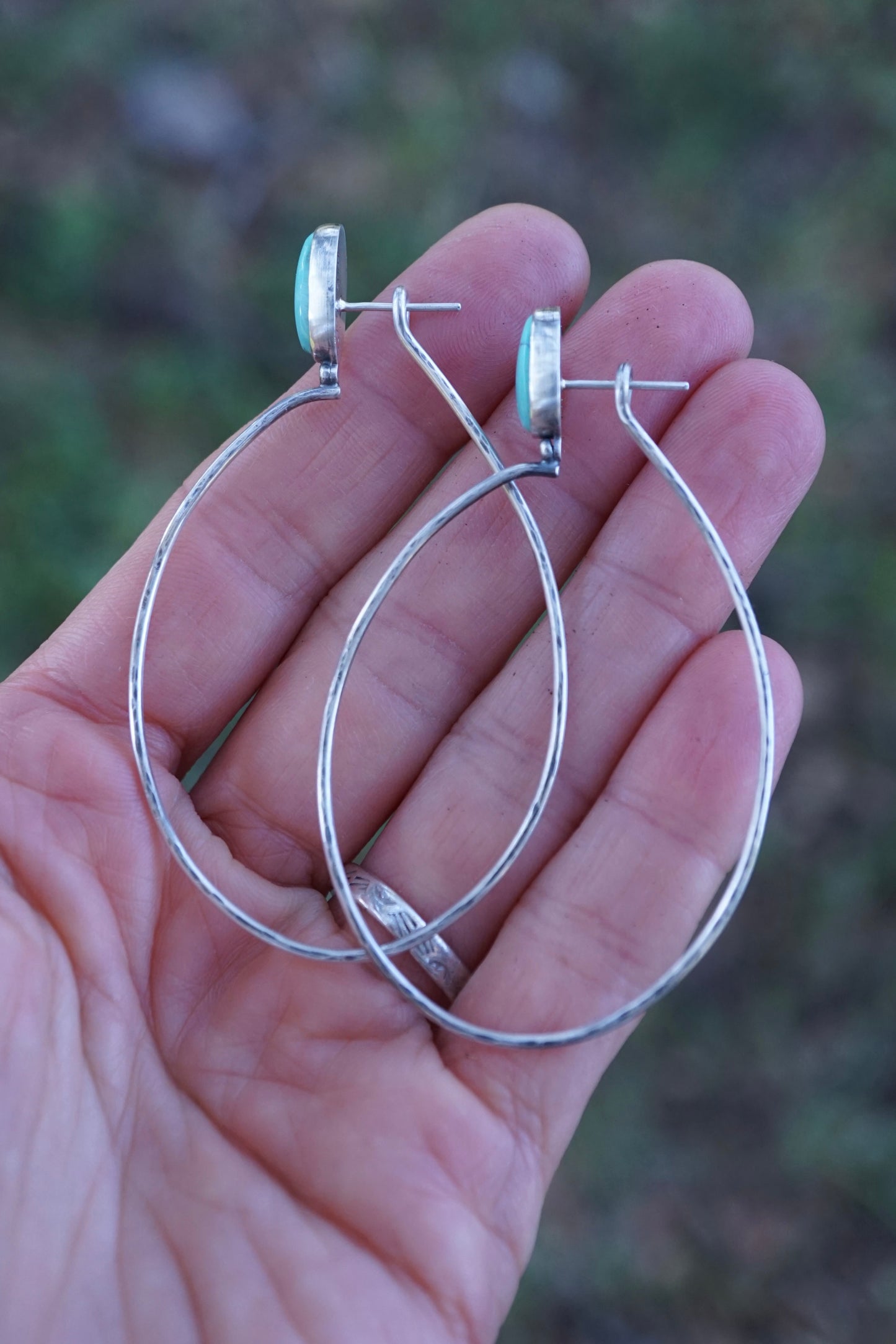 lumenrose hoops with cloud mountain in sterling silver