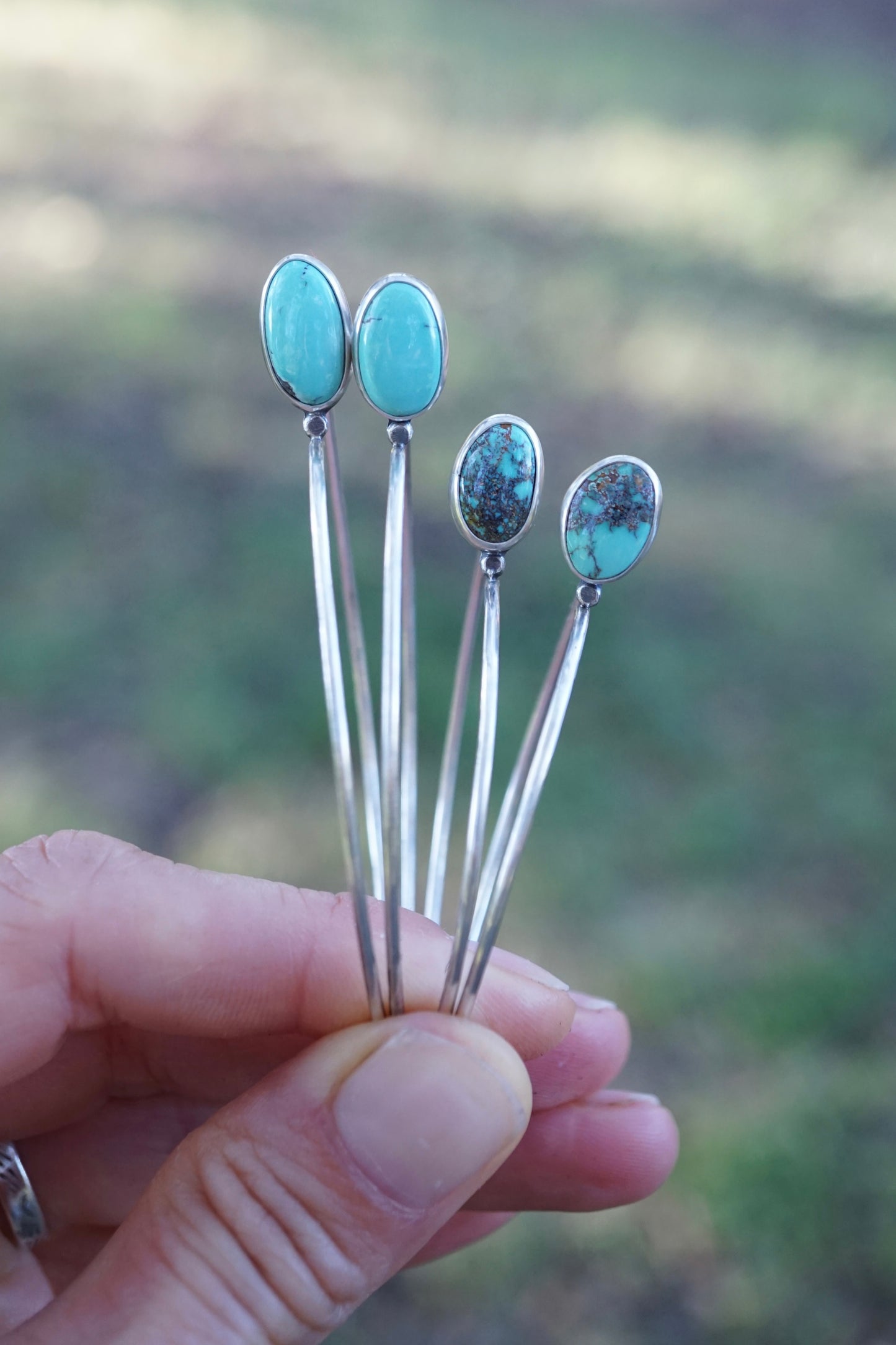 lumenrose hoops with unique royston turquoise - SMALL SIZE