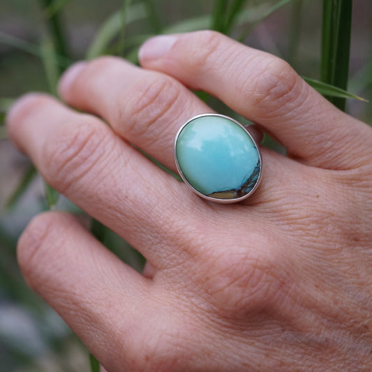 sky blue chinese turquoise ring - size 6