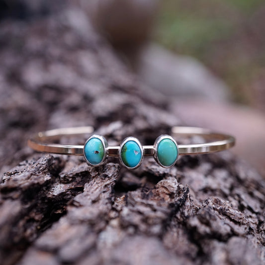 triple stone cuff in 14k goldfill + sterling with sonoran turquoise