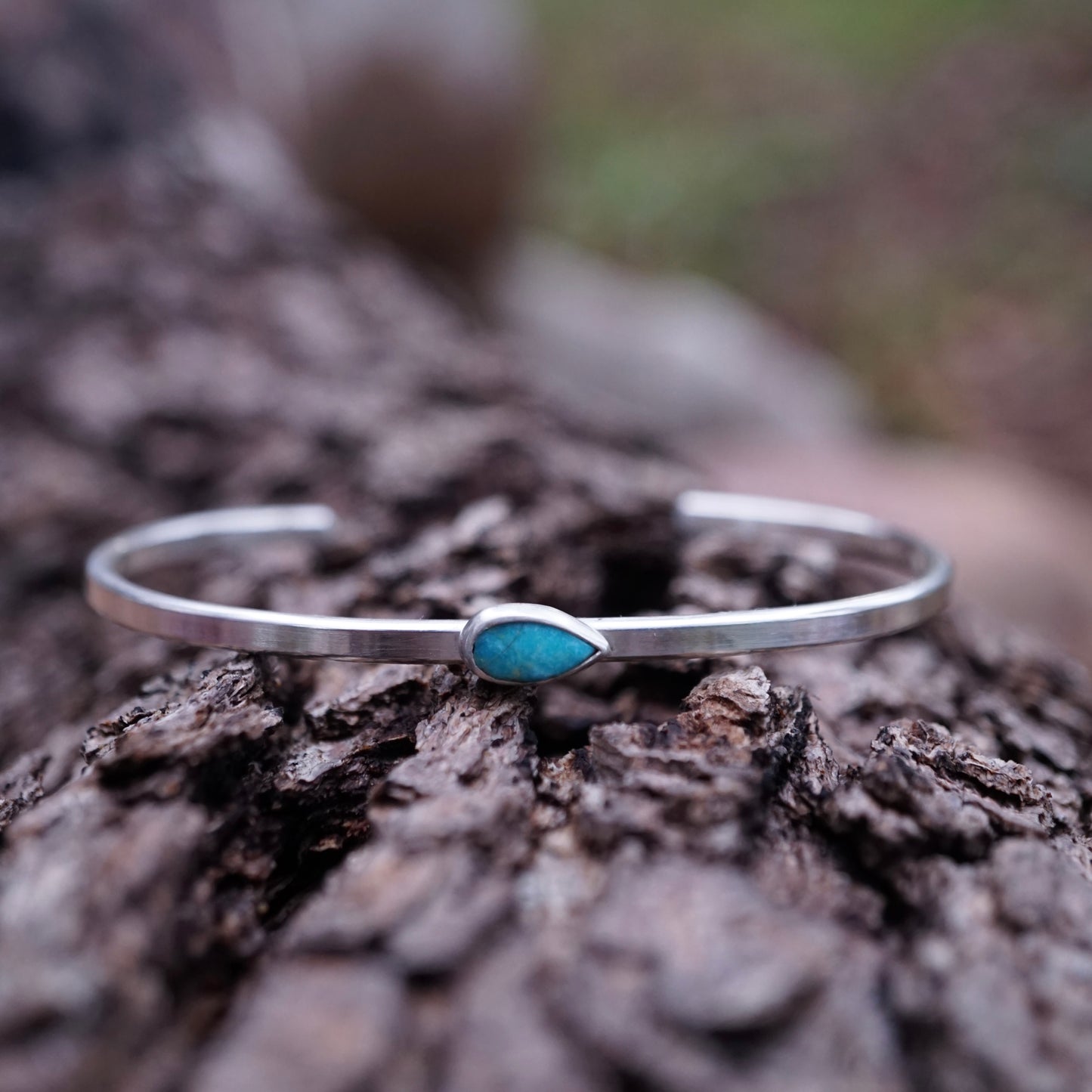 silver and turquoise teardrop cuff - REDUCED FOR FLAWS