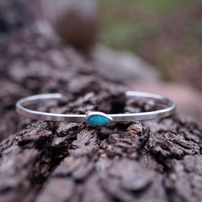 silver and turquoise teardrop cuff - REDUCED FOR FLAWS