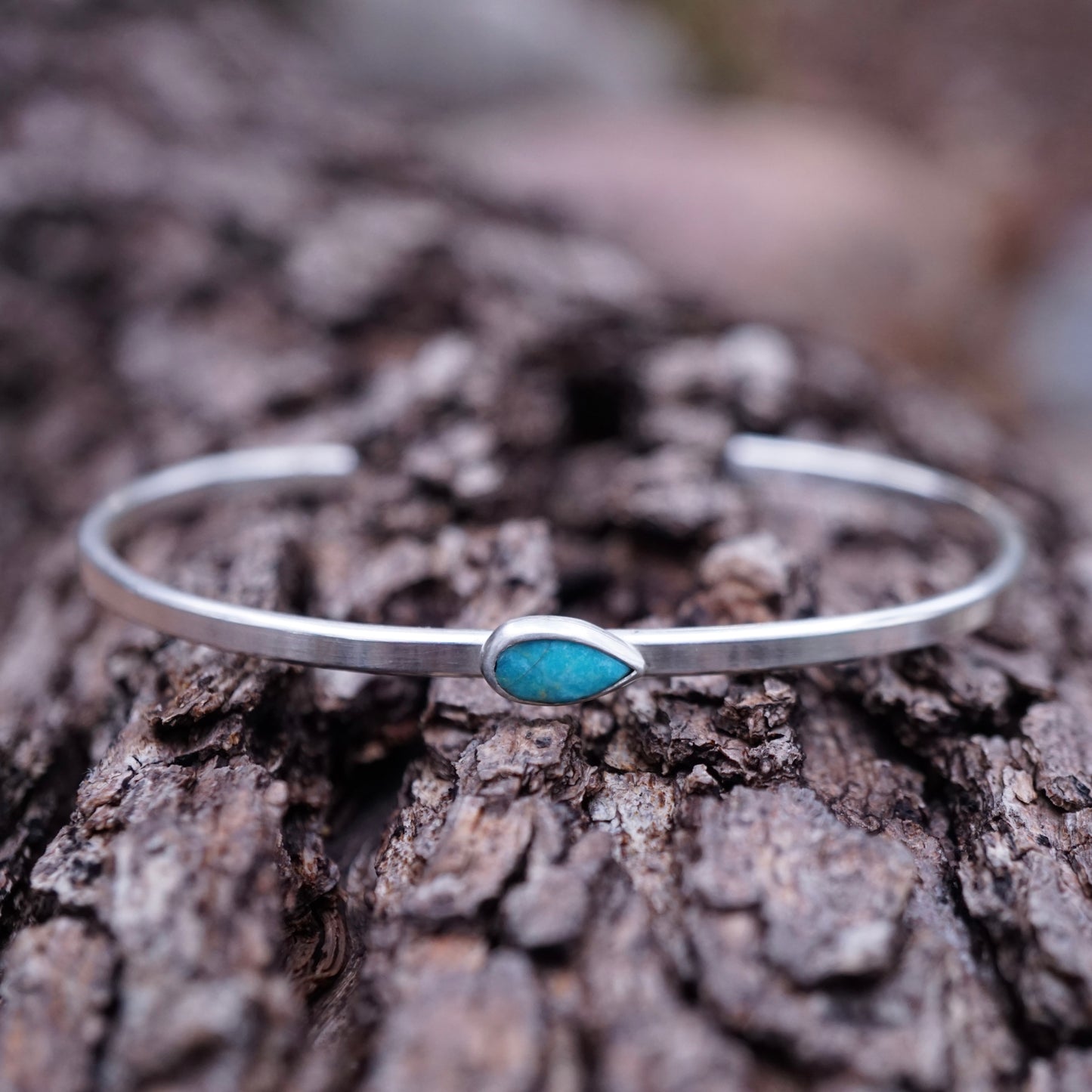 silver and turquoise teardrop cuff - REDUCED FOR FLAWS