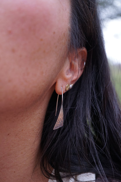 silver stamped floral earrings
