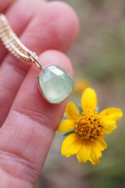14k GOLD + grossular garnet necklace