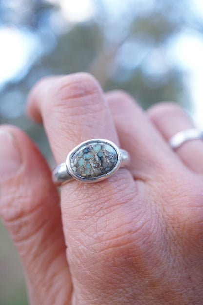 poseidon variscite heavy bezel ring - size 8