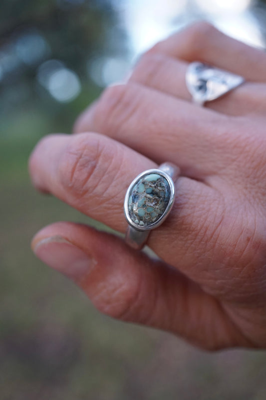 poseidon variscite heavy bezel ring - size 8