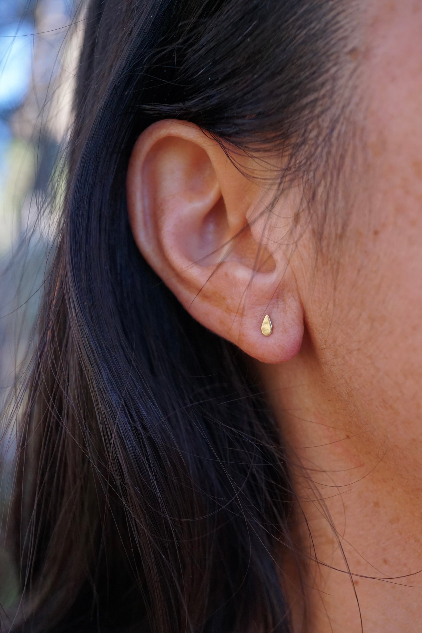 14k gold teeny teardrop studs