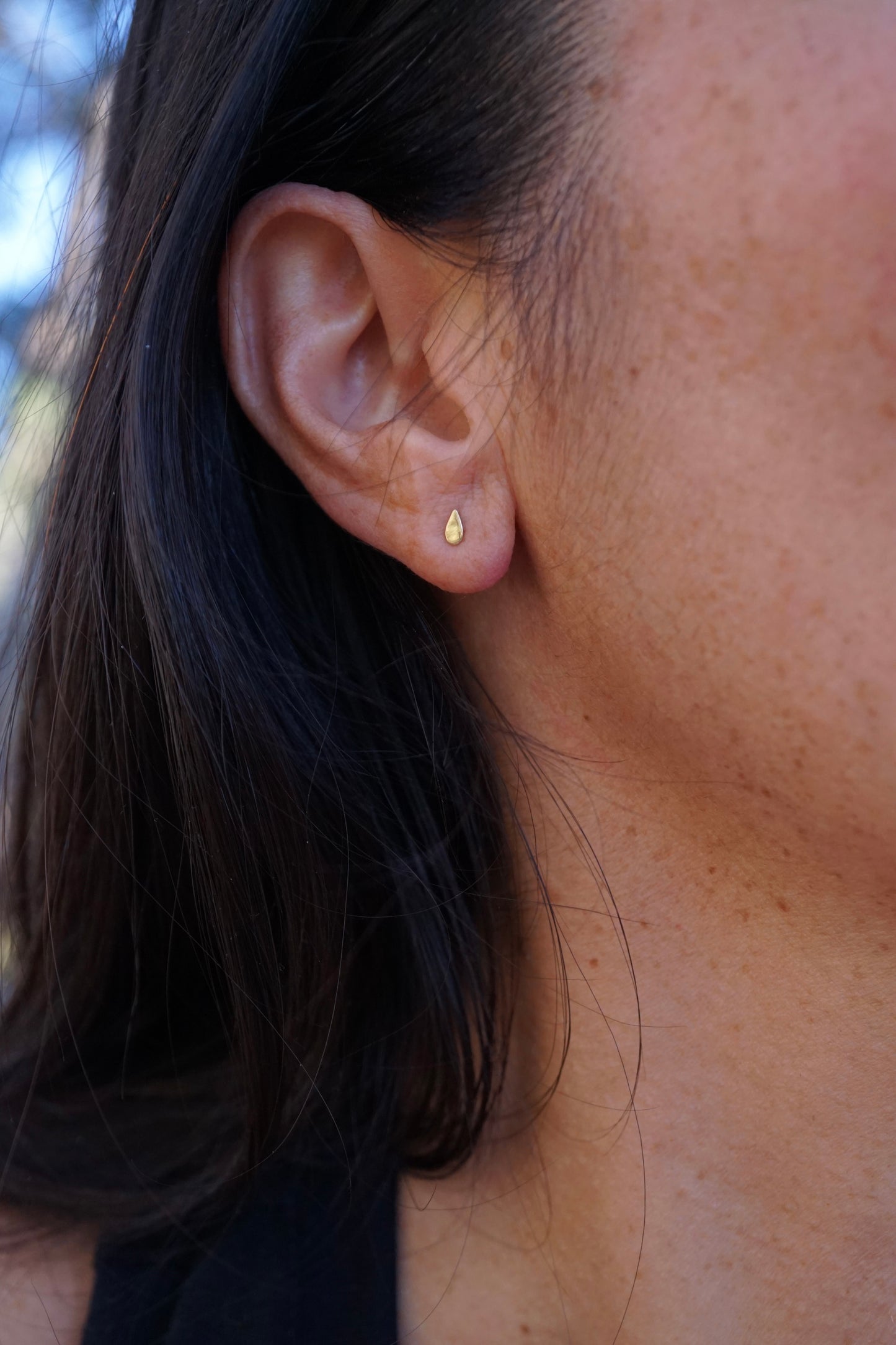 14k gold teeny teardrop studs