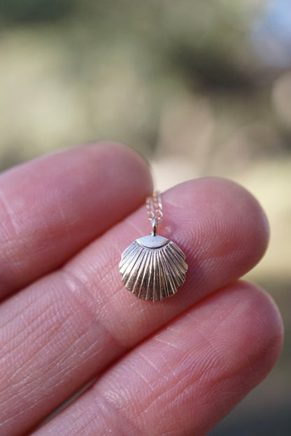 solid 14k golden seashell necklace