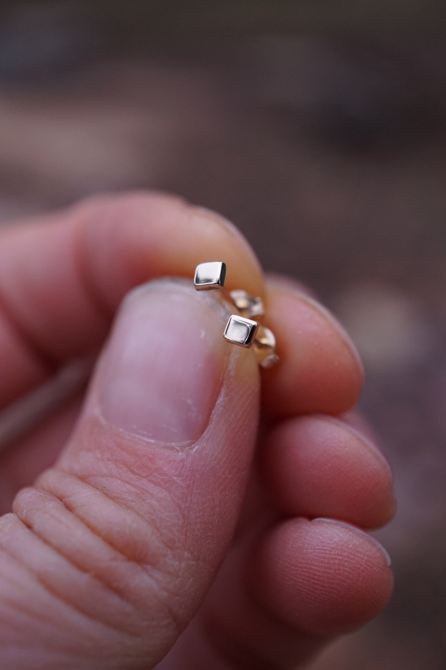 14k gold teeny square studs