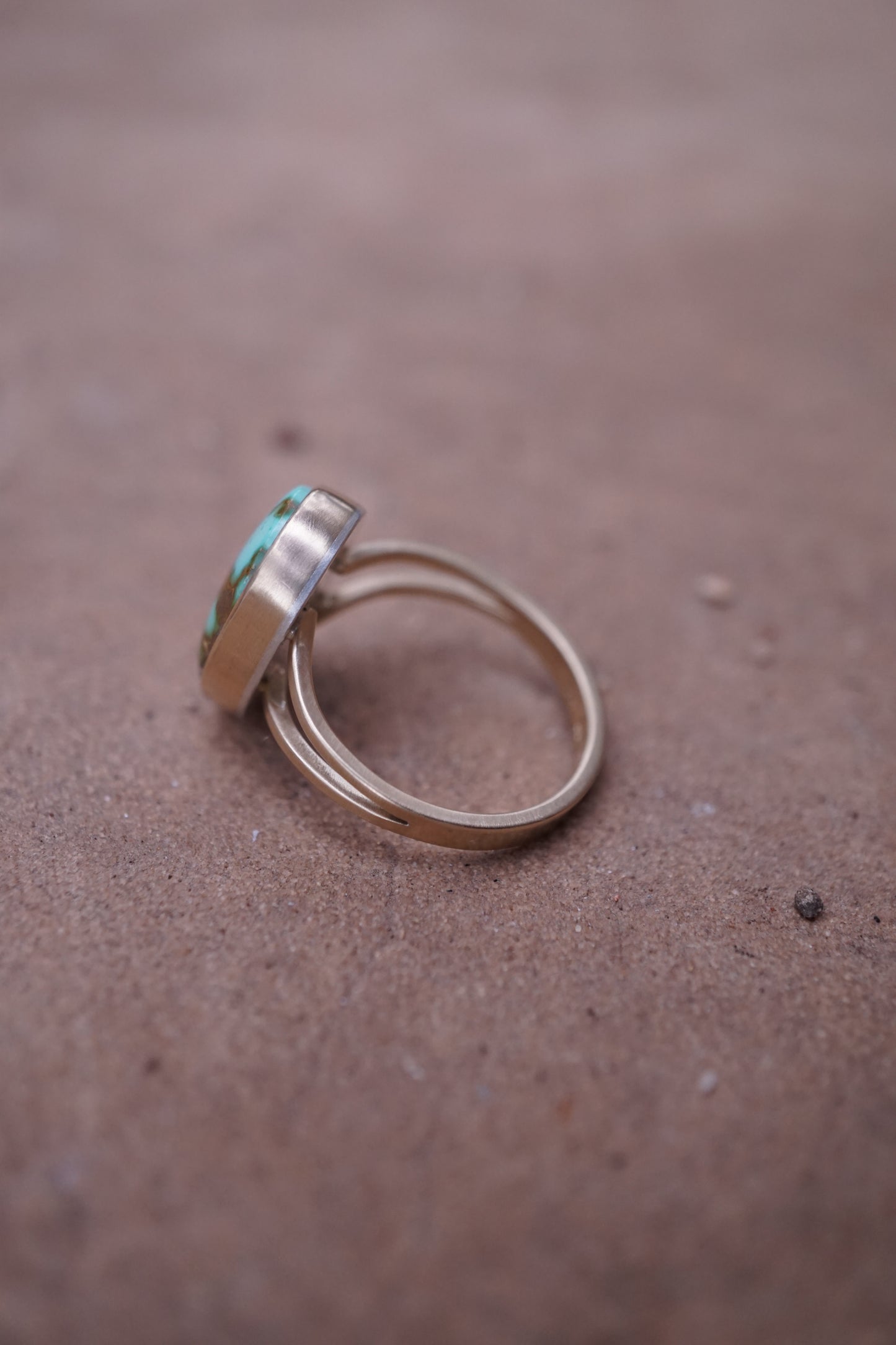 14k gold + royston turquoise ring - size 8.25