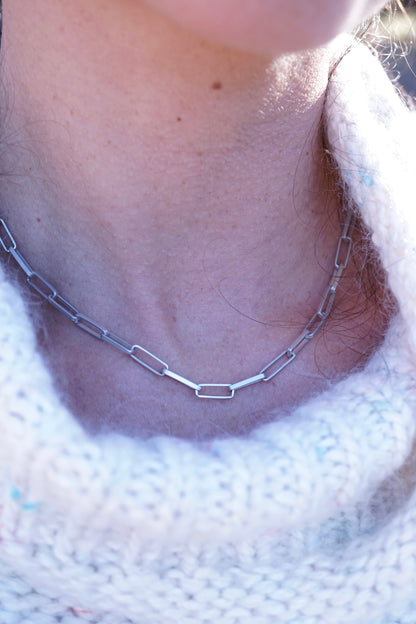 handmade sterling rectangle chain - narrow links
