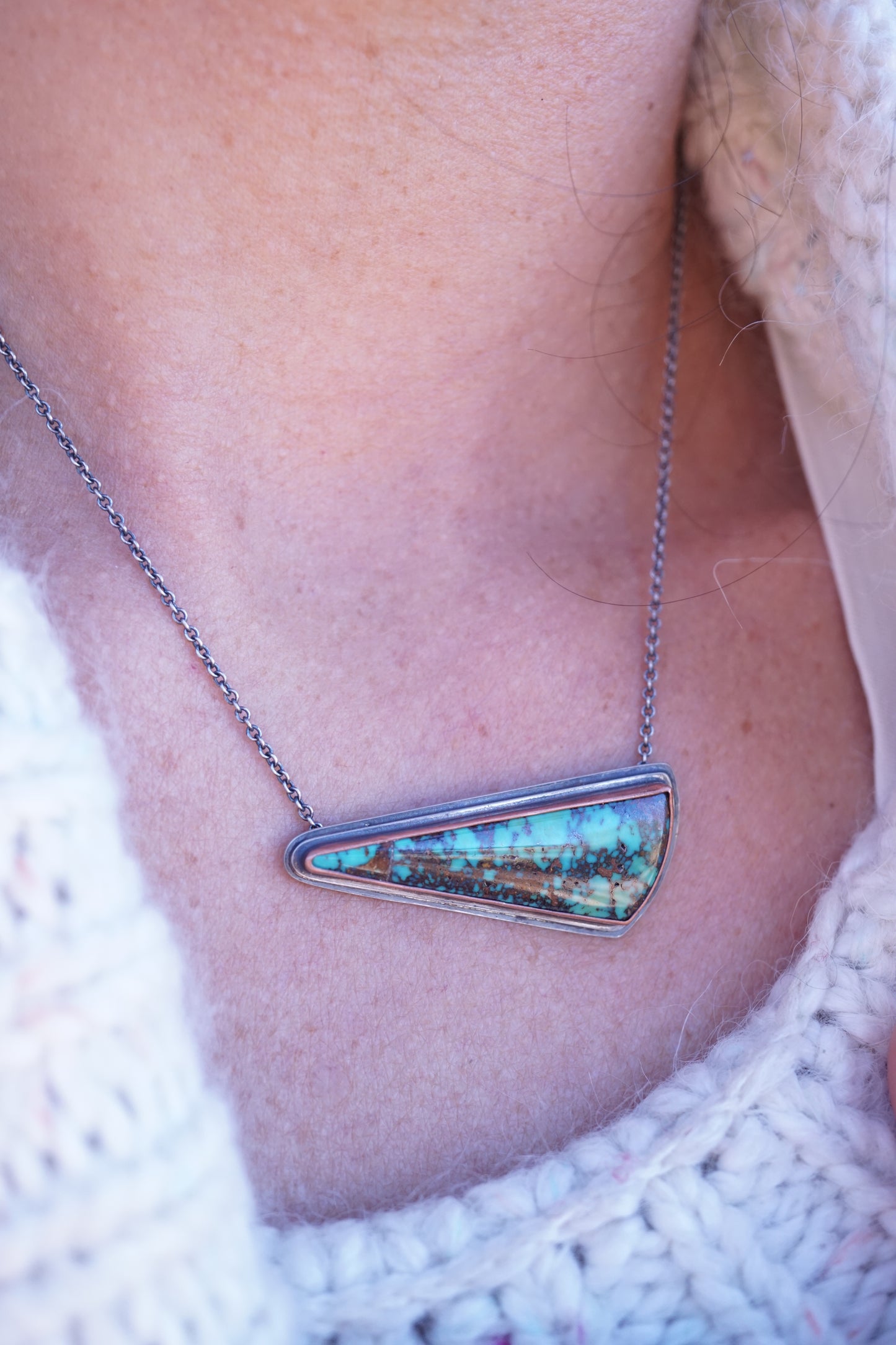 patagonia turquoise slender triangle necklace - discounted for flaw