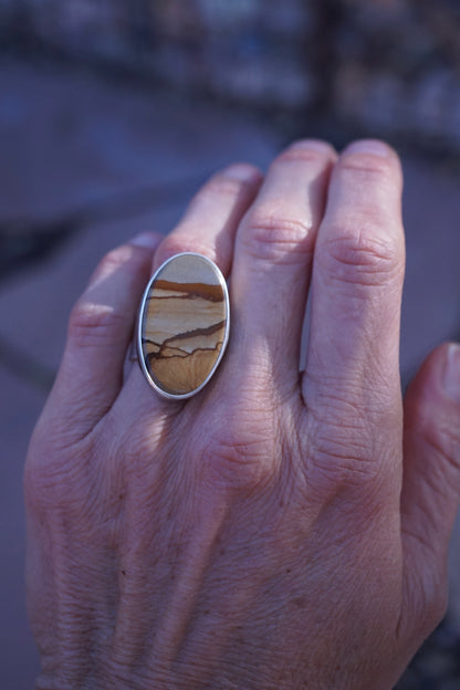 landscape jasper ring with 🩶 band - 5.75