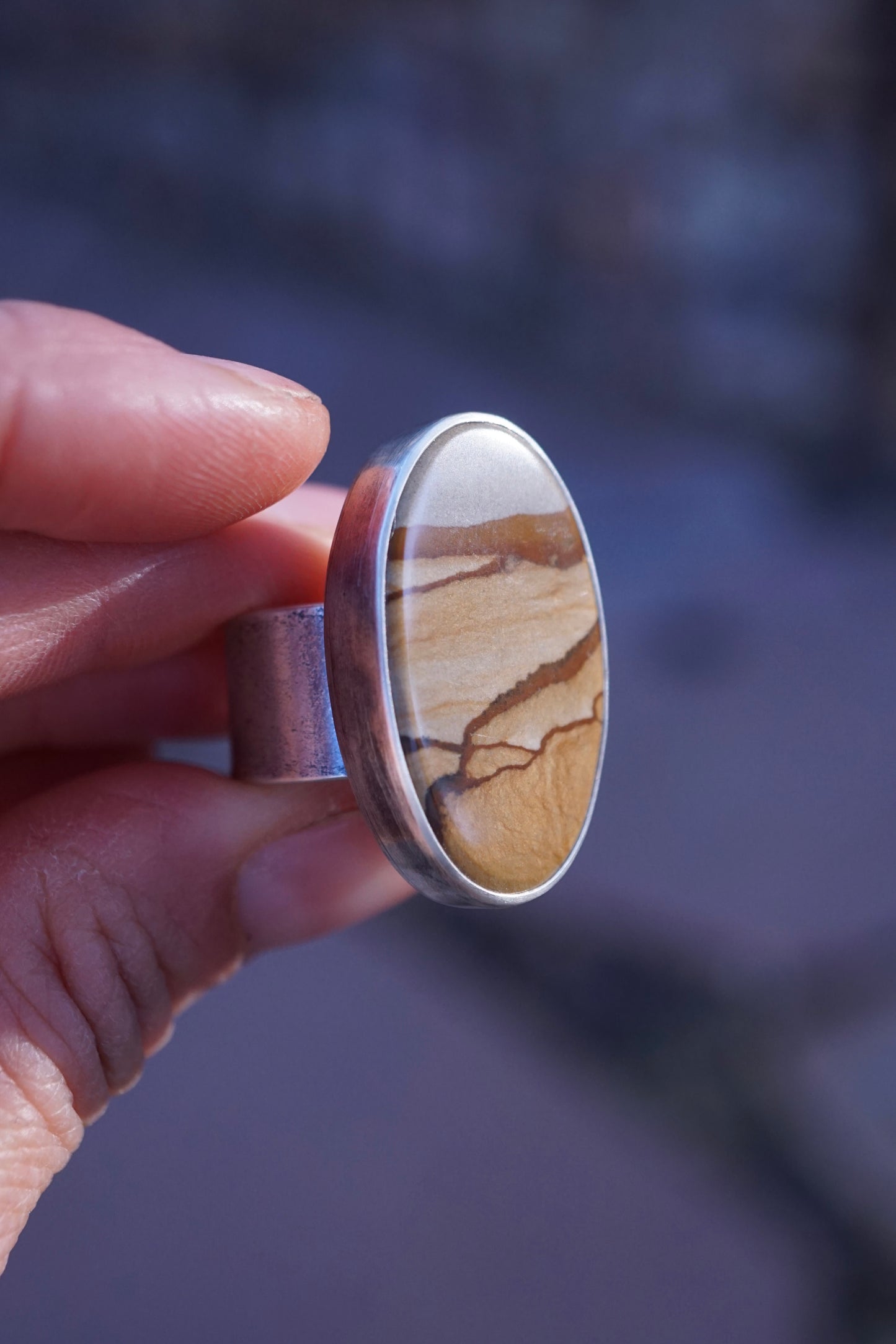 landscape jasper ring with 🩶 band - 5.75