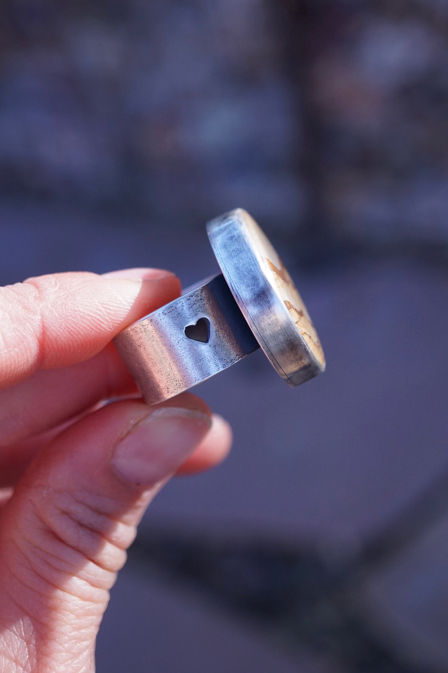 landscape jasper ring with 🩶  band - 8