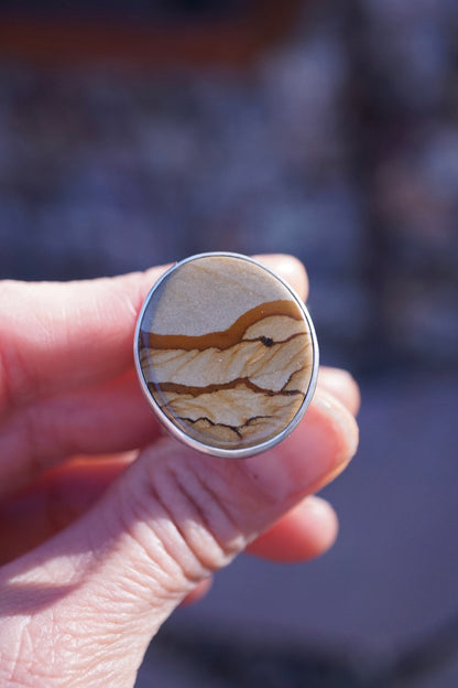landscape jasper ring with 🩶  band - 8