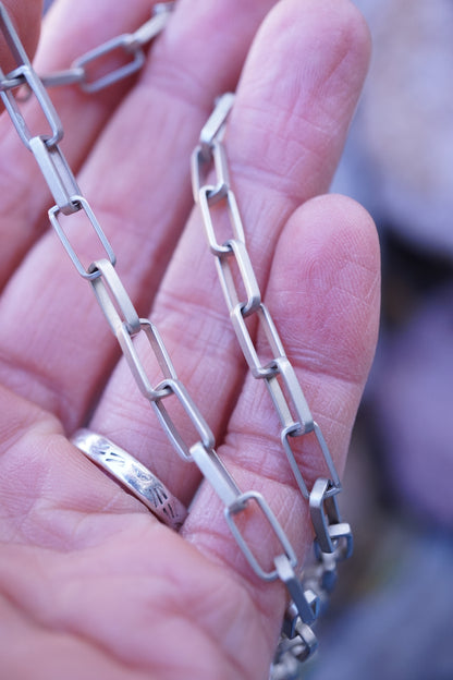 the choker - handmade rectangle chain + royston turquoise 15.5"