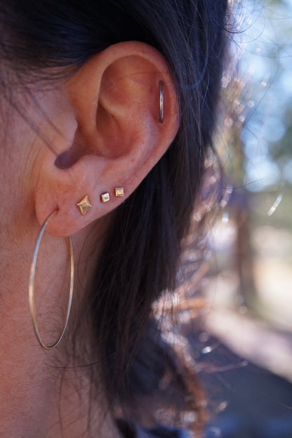 14k gold teeny square studs