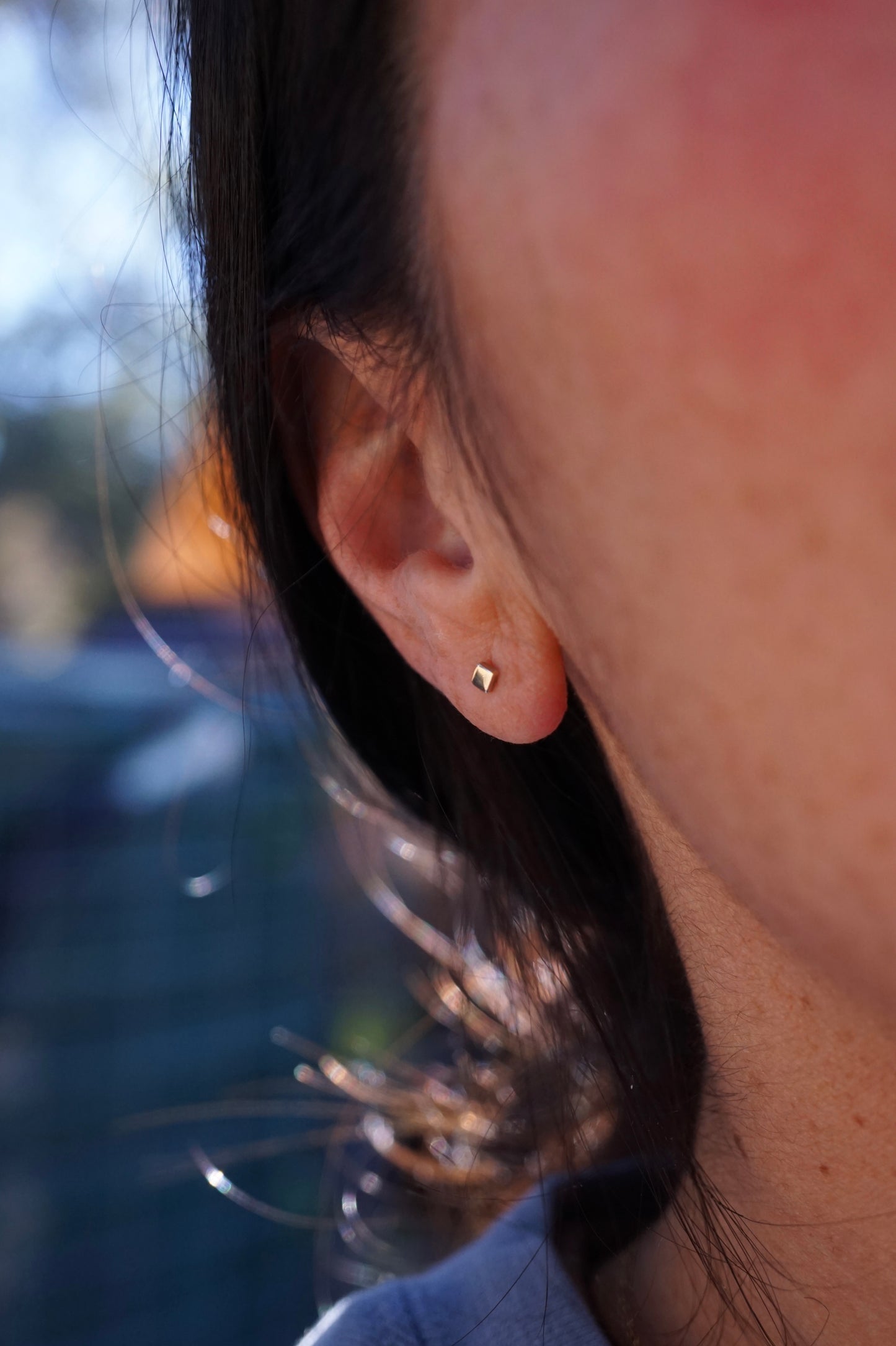 14k gold teeny square studs