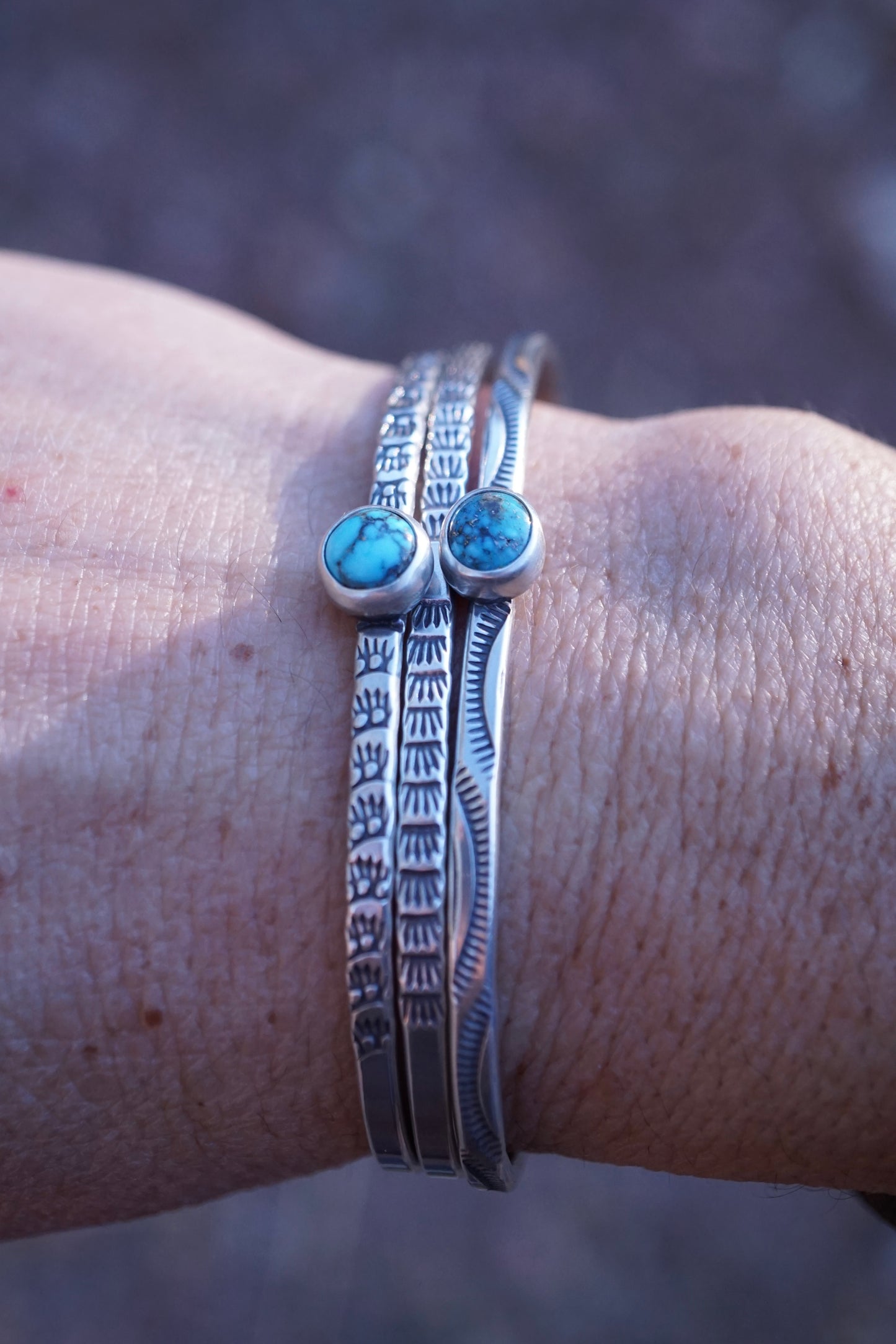 stamped kingman turquoise stacking cuff #2