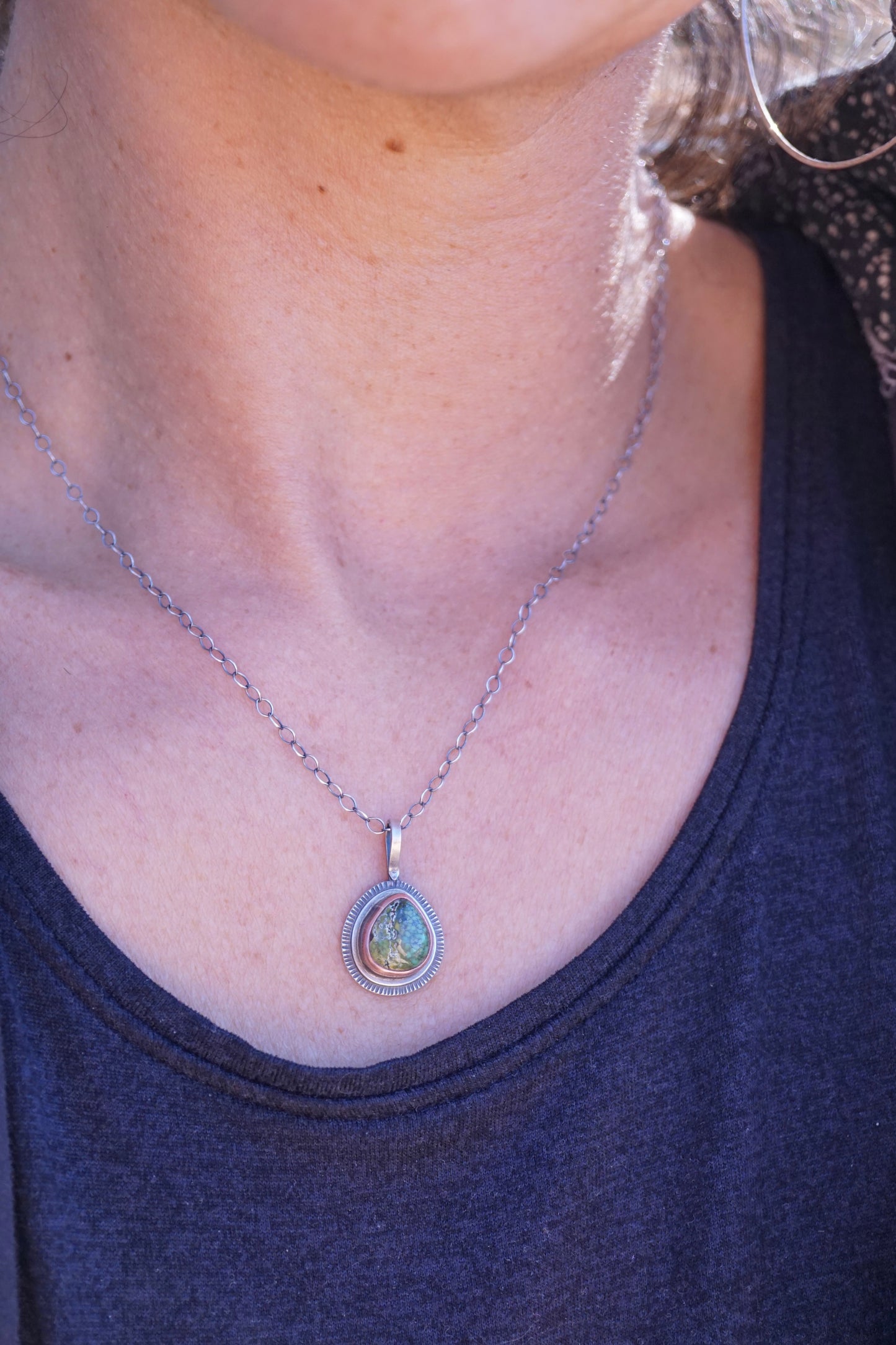 copper bezel + polychrome royston turquoise necklace
