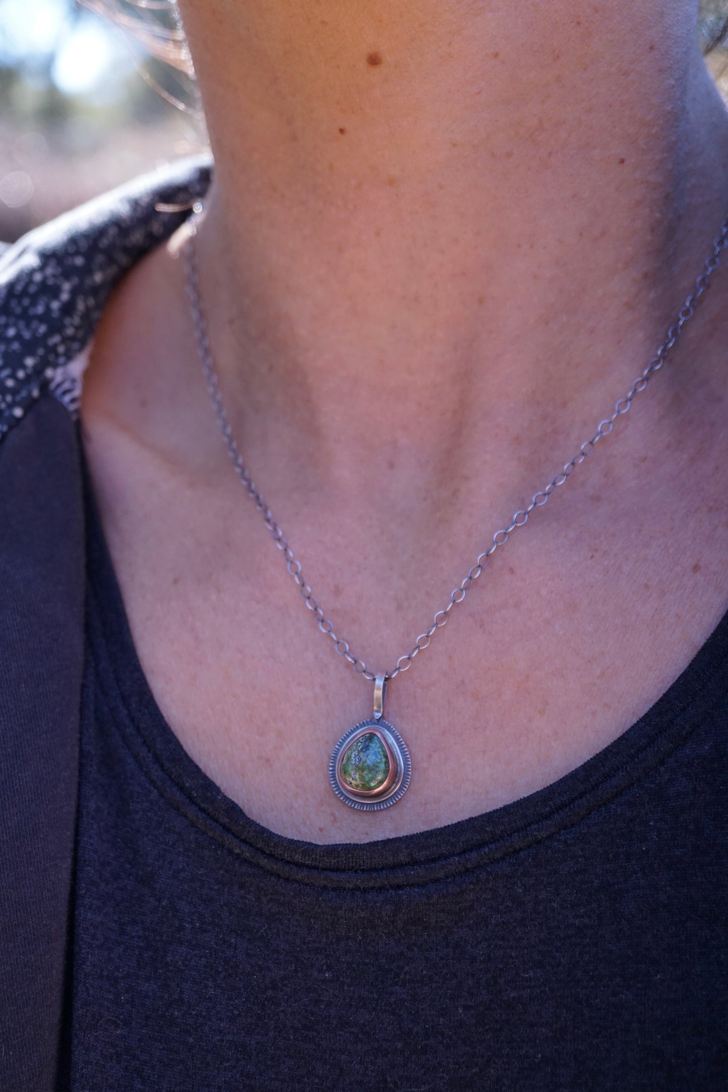 copper bezel + polychrome royston turquoise necklace