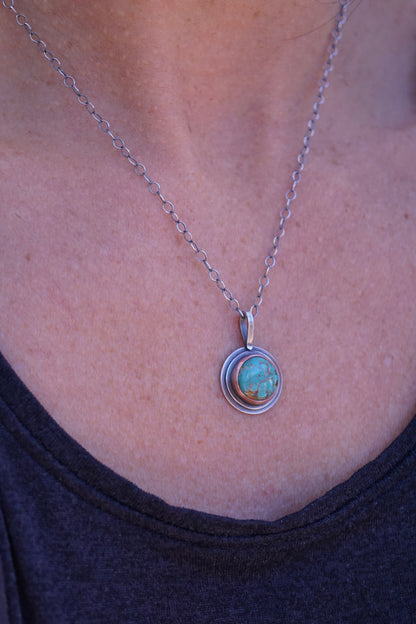 copper bezel + round turquoise necklace