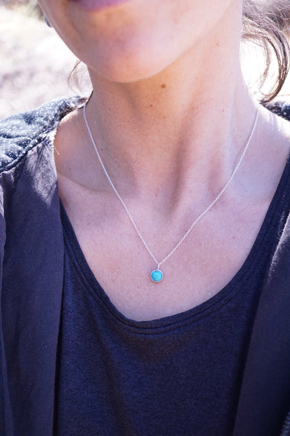dainty everyday silver + blue turquoise necklace