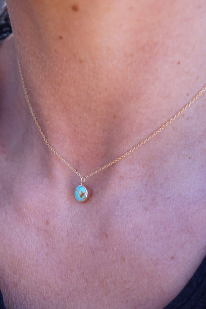 dainty everyday sonoran turquoise necklace in 14k goldfill