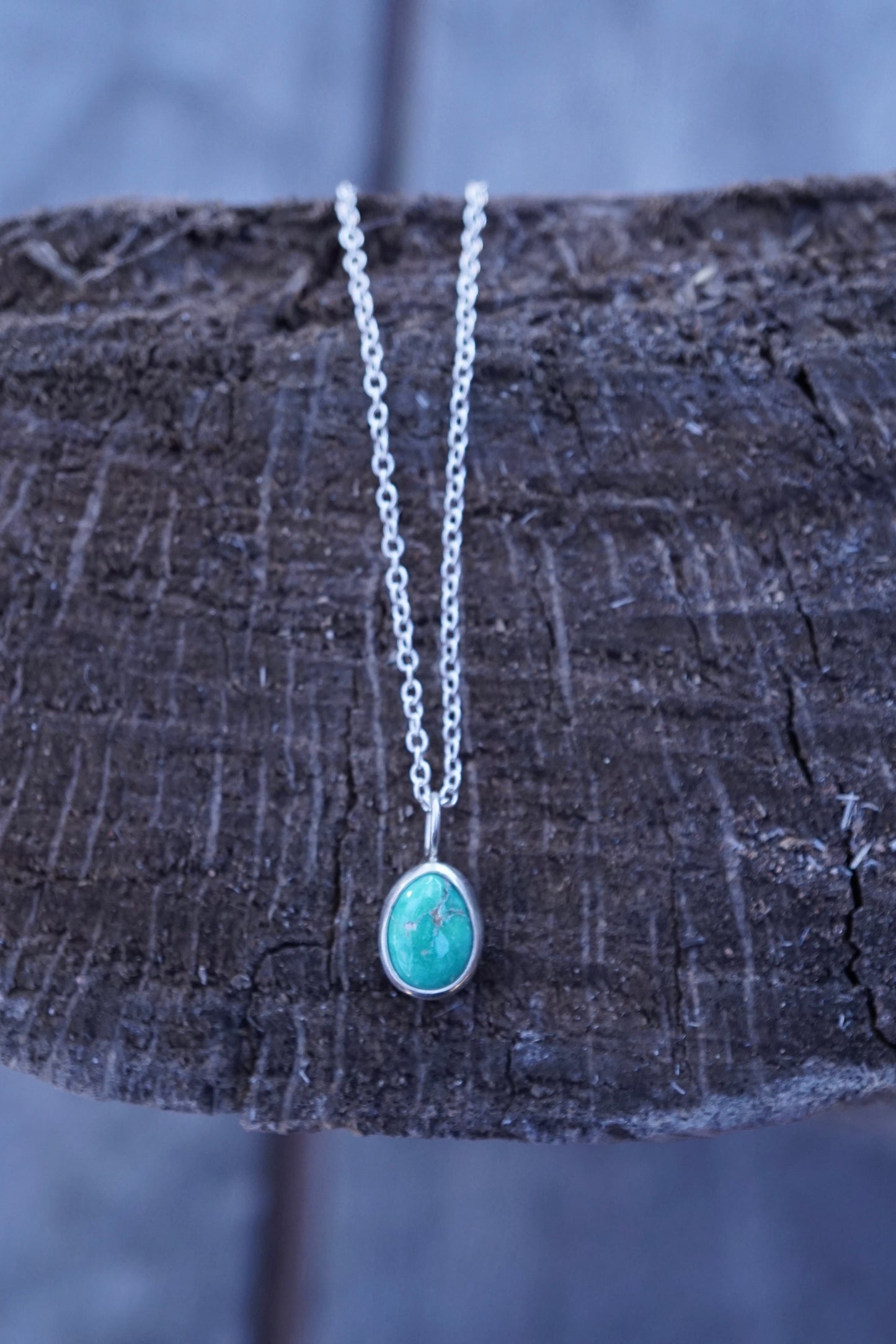 dainty everyday silver + teal turquoise necklace