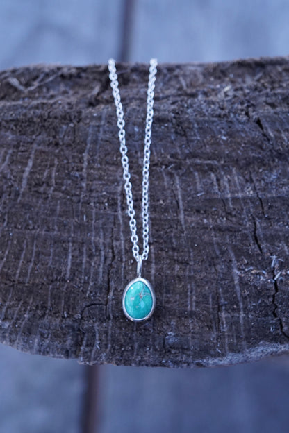 dainty everyday silver + teal turquoise necklace