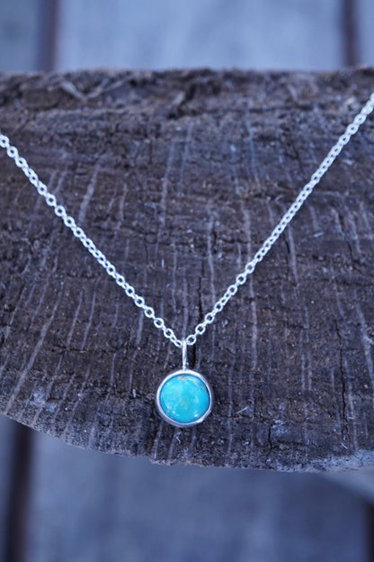 dainty everyday silver + blue turquoise necklace