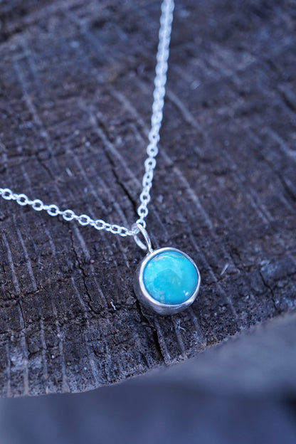 dainty everyday silver + blue turquoise necklace