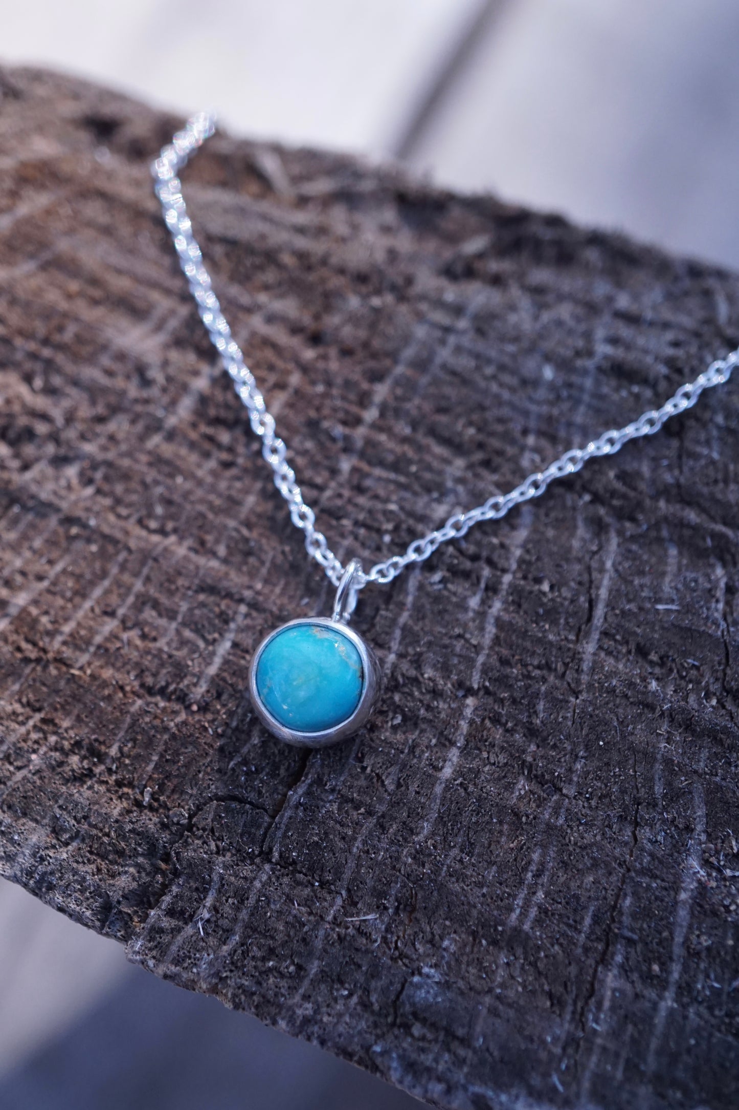 dainty everyday silver + blue turquoise necklace