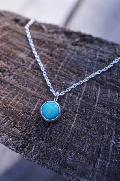 dainty everyday silver + blue turquoise necklace