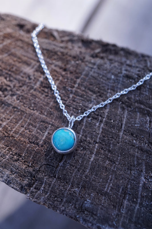 dainty everyday silver + blue turquoise necklace