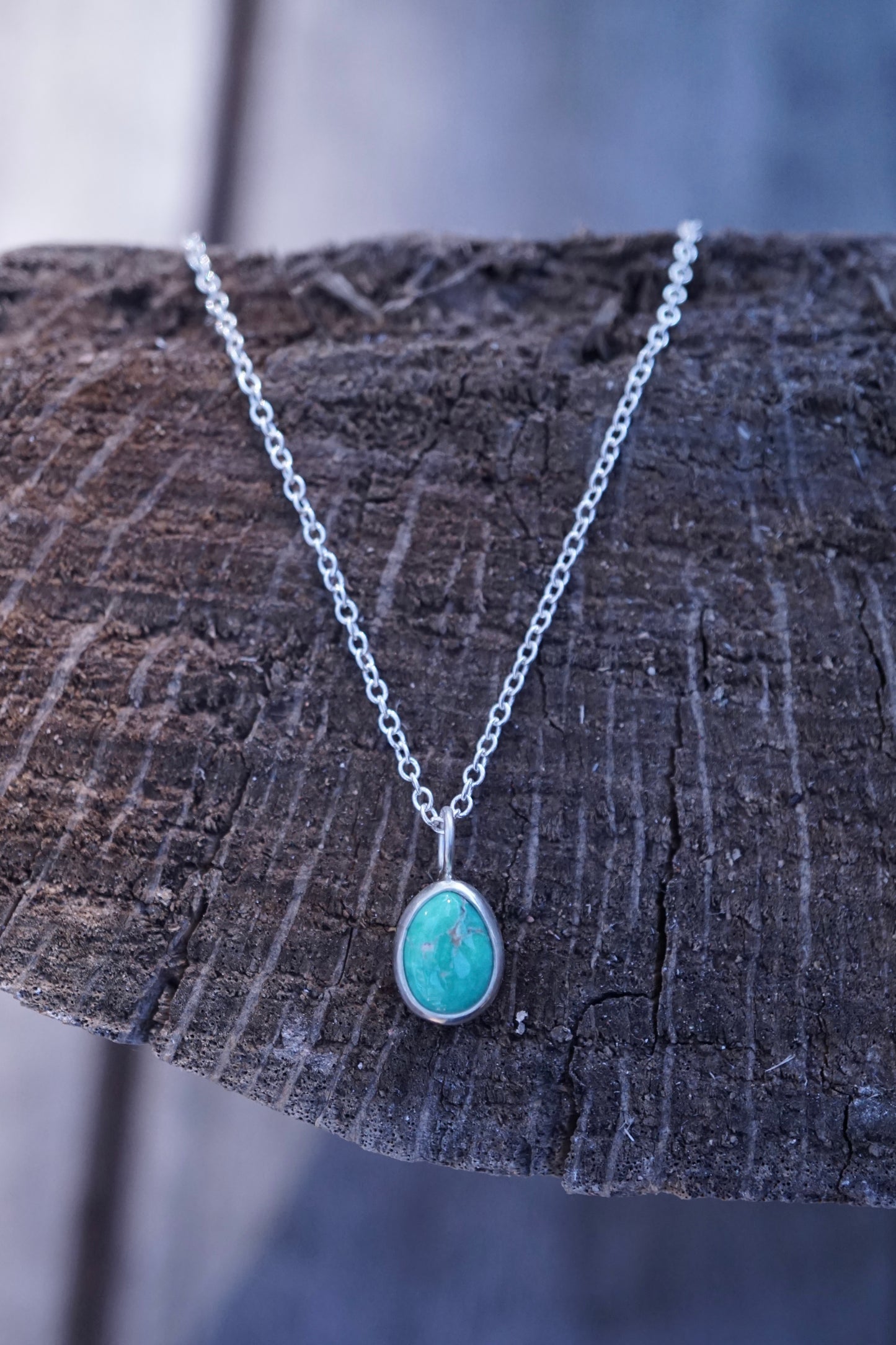 dainty everyday silver + teal turquoise necklace