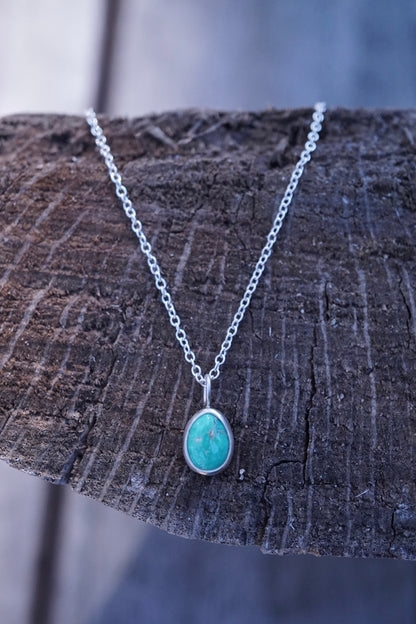 dainty everyday silver + teal turquoise necklace
