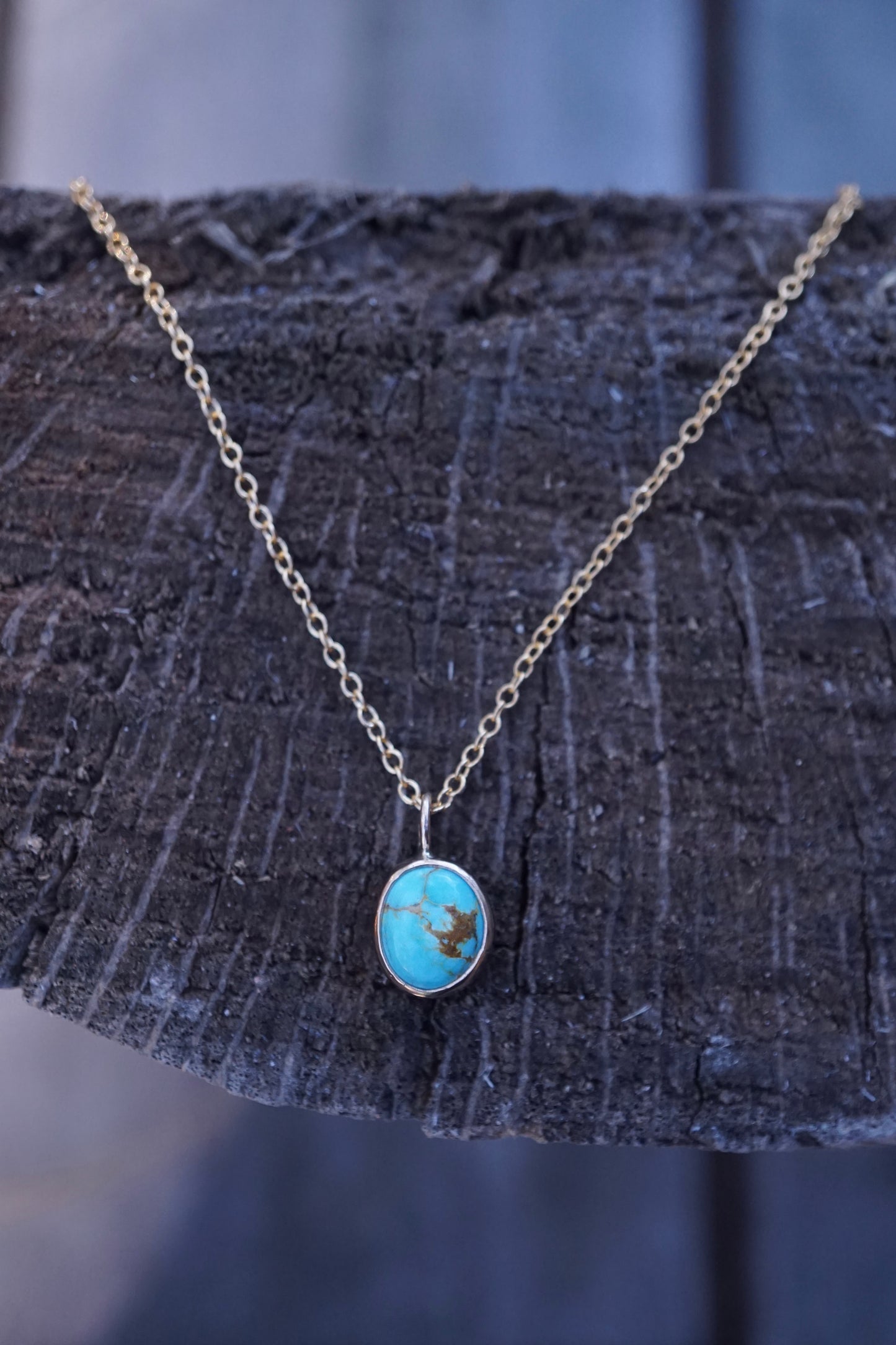 dainty everyday sonoran turquoise necklace in 14k goldfill
