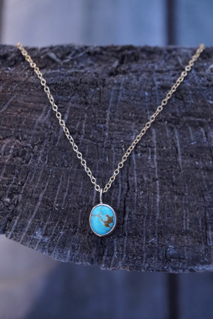 dainty everyday sonoran turquoise necklace in 14k goldfill