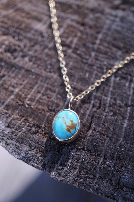 dainty everyday sonoran turquoise necklace in 14k goldfill