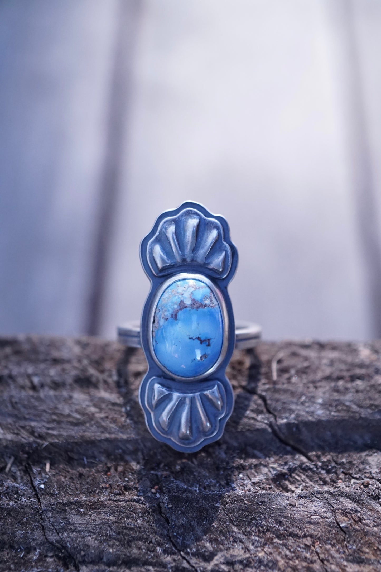 bump out ring with lavender golden hills turquoise - size 6.5