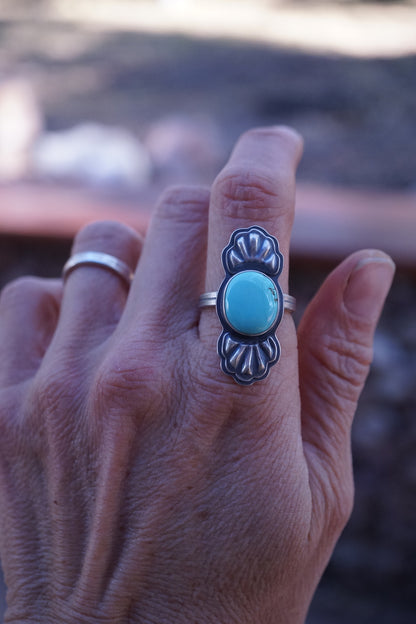 bump out ring with light blue chinese turquoise - size 8.25