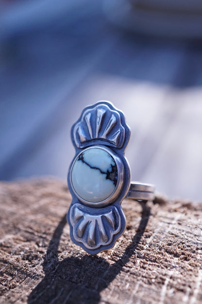 bump out ring with poseidon variscite - size 5.25