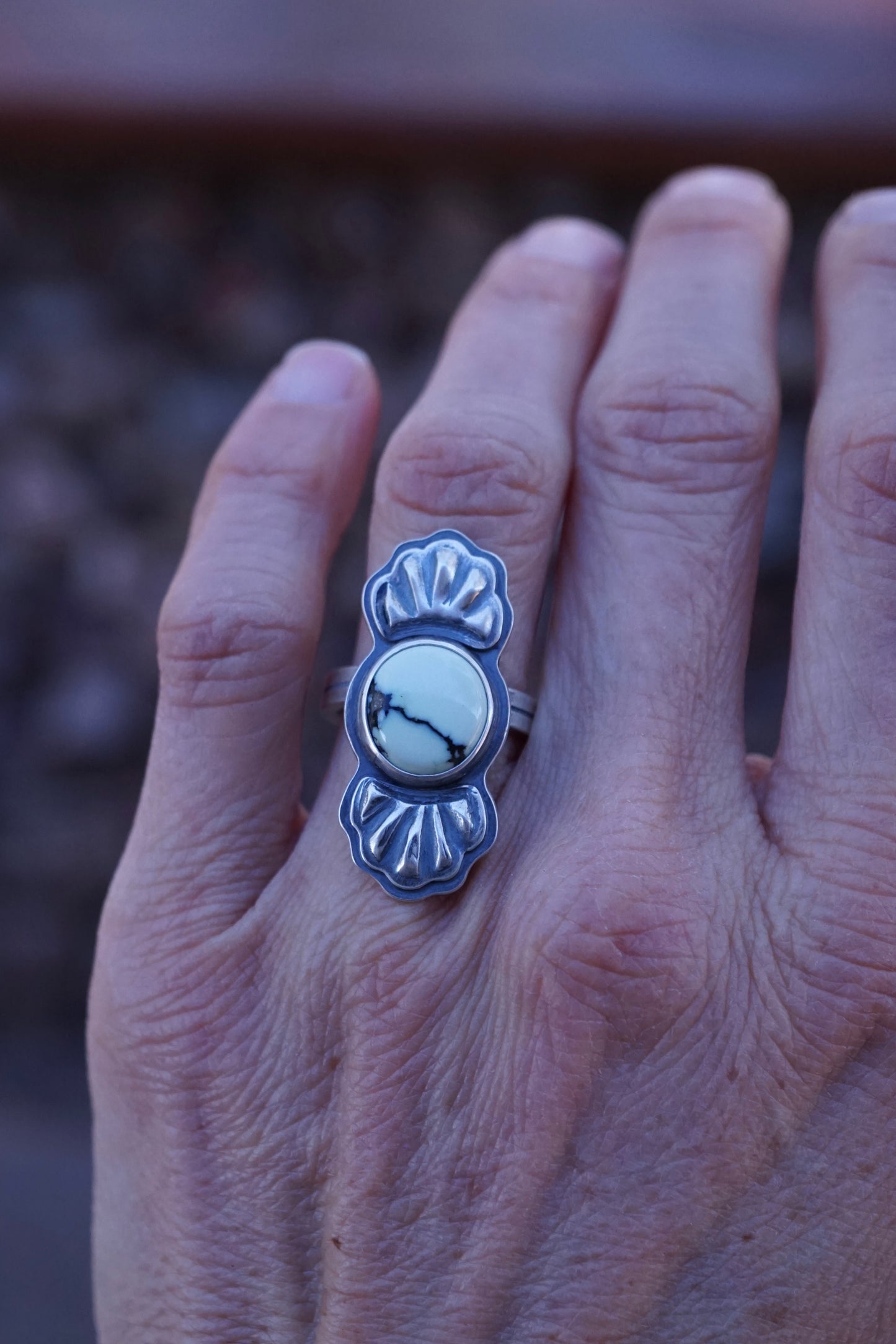 bump out ring with poseidon variscite - size 5.25