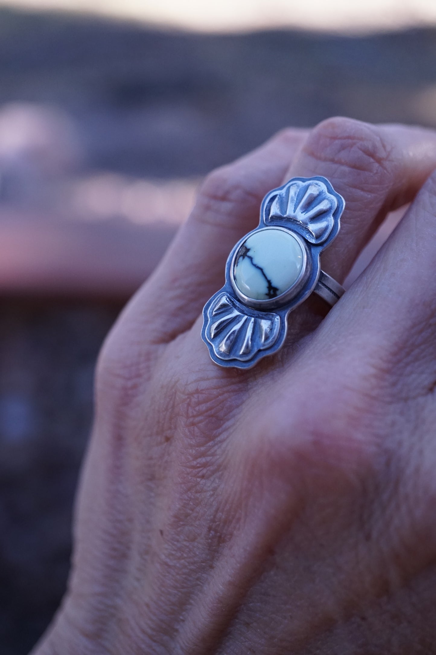 bump out ring with poseidon variscite - size 5.25