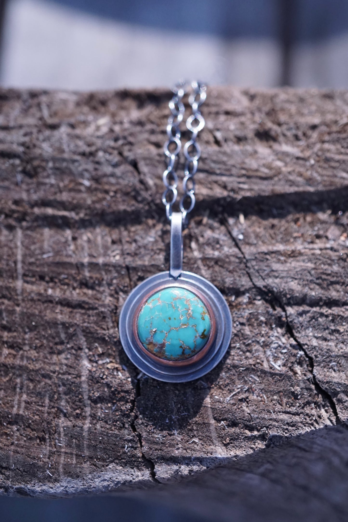 copper bezel + round turquoise necklace